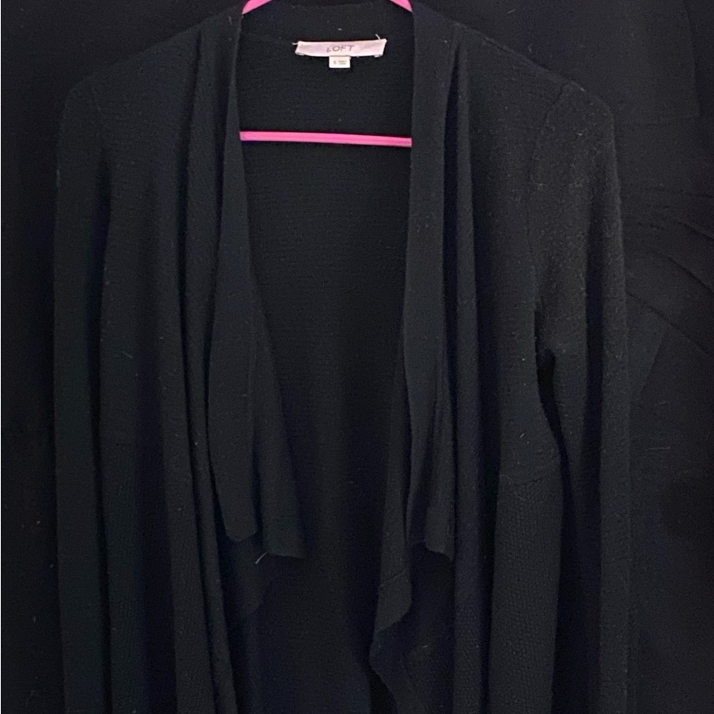 LOFT Black Draped Cardigan Sweater - Picture 5 of 8